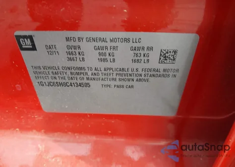 2012 Chevrolet Sonic 2Lt from USA, damaged, VIN 1G1JC6SH8C4134505